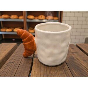 New Butter Croissant Handle Ceramic Coffee TEA Beverage Mug Gift Mothers Day
